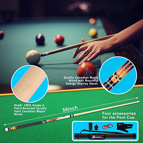Complete Pool Cue Set 58 Inch Canadian Maple Billiard Cue with Case & Accessories