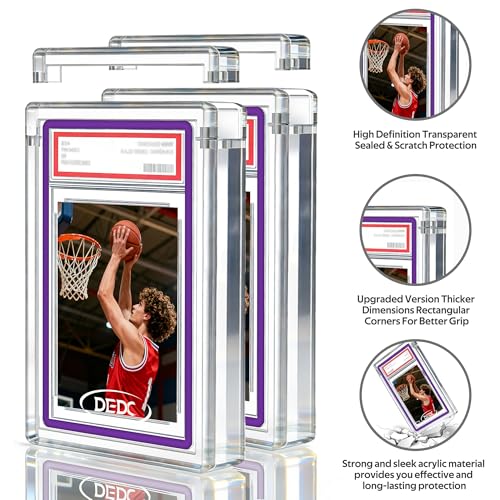 DEDC 4-Pack Transparent Acrylic Card Display Case for PSA Slab Guard - Magnetic Stand, UV Resistant, 3.2cm Thick, Fits Standard Trading Cards