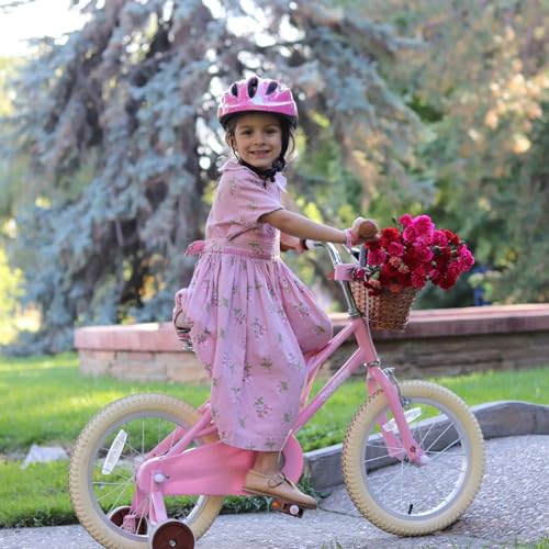 JOYSTAR Fantasy Girls Bike 12 Inch Pink with Training Wheels for Toddlers Kids 2-4 Years
