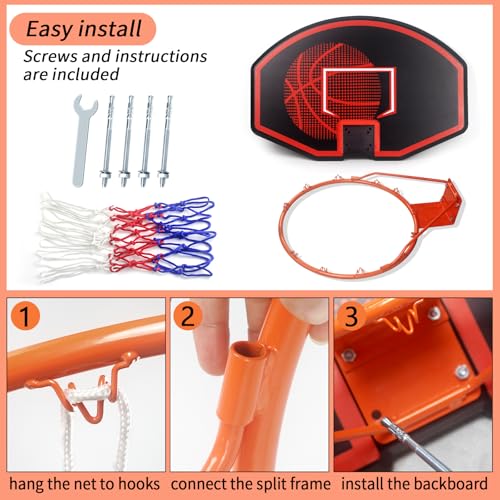 GOSR Large Wall Mounted Basketball Hoop 36x24 Backboard for Indoor Outdoor Play