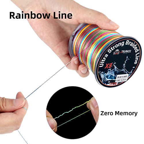 RUNCL 40lb Braided Fishing Line - Multicolor 1093yds Super Strong Abrasion Resistant