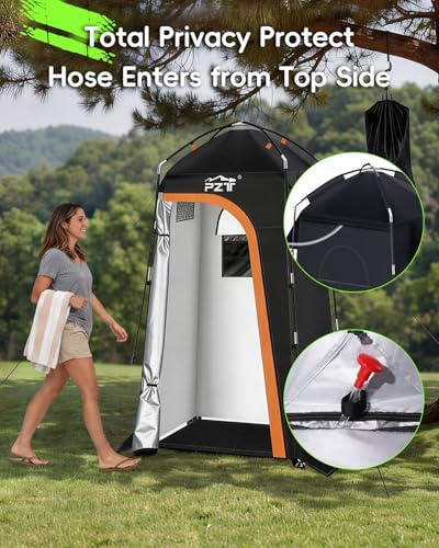 Large Portable Shower Tent with Mesh Windows & Waterproof Fabric for Camping & Outdoor Use