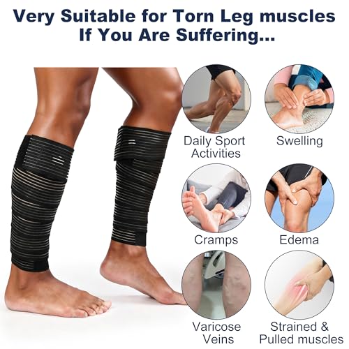 Black Adjustable Compression Wraps for Legs Swelling Relief 2 Pack