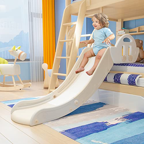 White Kids' Couch Slide with Adjustable Armrest, Non-Slip, Space-Saving - Monleelnom