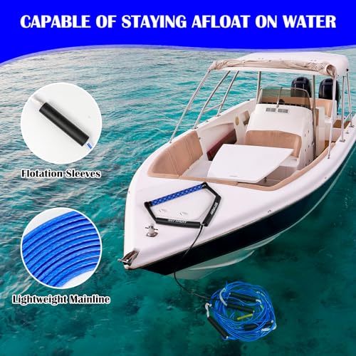 Blue 75FT No Stretch Dyneema Wakeboard Rope & Handle Set