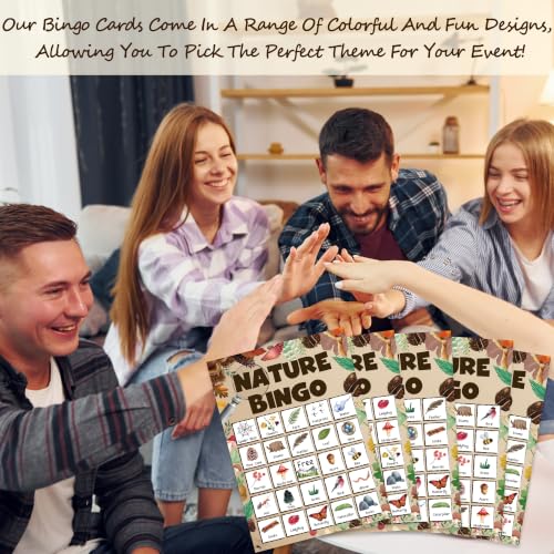 Nature Bingo Game Cards for Adults - Brown Natural Theme, 24 Player Set