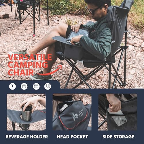 OUTSIDER Heavy Duty Folding Camping Chair with Cooler - Gray 1/2