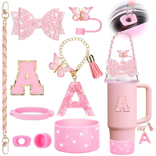Pink Cup Accessories Set for Stanley 30oz 40oz Tumbler with Handle - 9PCS