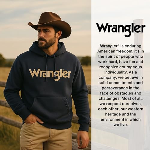 Wrangler Big & Tall Men's Navy Heavyweight Fleece Pullover Hoodie 3X Tall
