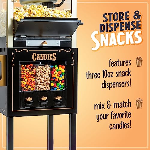Nostalgia Black 8oz Stainless Steel Popcorn Maker & Candy Cart