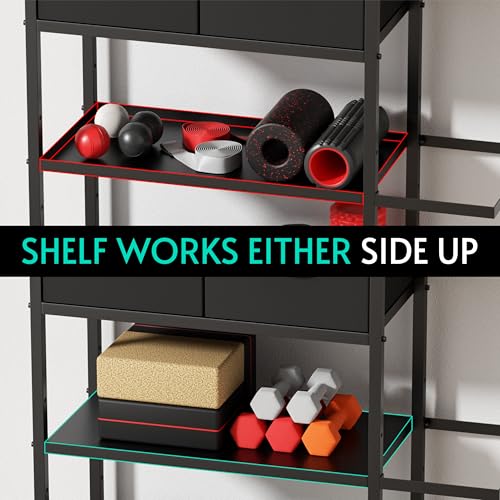 Adjustable Home Gym Storage Rack with Drawer - Heavy Duty Fitness Organizer