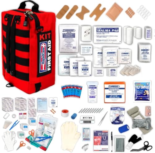 First Aid Kit with 300+ Supplies + 95-Piece Travel Emergency Kit - Home, Work, Outdoors