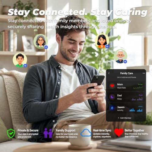Smart Ring for Women and Men - Sleep Tracker, 12 Sports Modes, Size 10 Black - Fitness & Health Monitoring