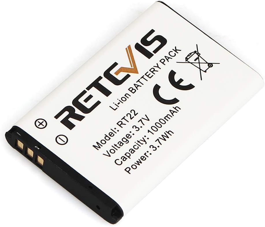 Retevis Original Li-ion Battery for RT22/RT22S/RT15/RT19 Walkie Talkies - 3.7V 1000mAh (2 Pack)