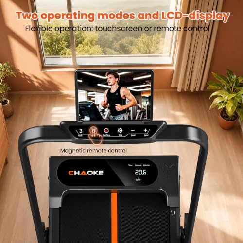 Walking Pad Treadmill for Home - Black-Orange, 7.5 MPH, 3.0HP Incline, App & Speakers