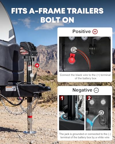 Electric Trailer Jack 9000 lbs A-Frame with Built-in Level & Wiring - Kohree