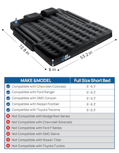 JOYTUTUS Black 6.0-6.3Ft Truck Bed Air Mattress No Built-in Pump, Compact & Anti-Leakage