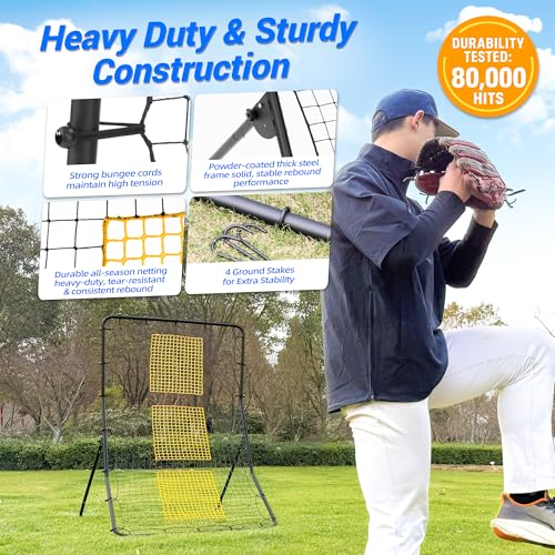 6 x 4 ft Heavy Duty Baseball & Softball Rebounder Net Fielding Trainer