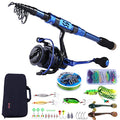 Blue Telescopic Fishing Rod and Reel Set 12+1BB Spinning Combo 5.91 ft