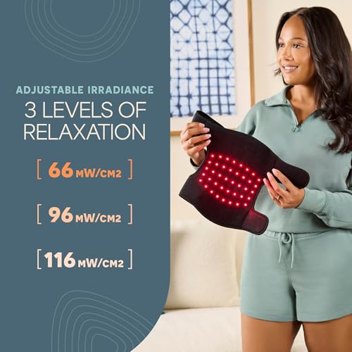 Red Light Therapy Knee Wrap - LifePro Biorecover Dual Spectrum 660nm & 850nm - Black, One Size