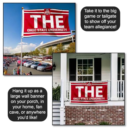 Ohio State University Flag - 3 x 5 ft Nylon Team Banner with Grommets