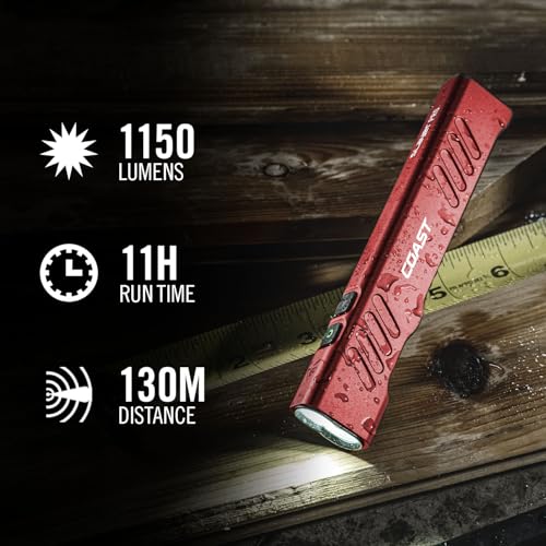 Rechargeable LED Flashlight with Spot/Flood Beams - Red - 1150 Lumens