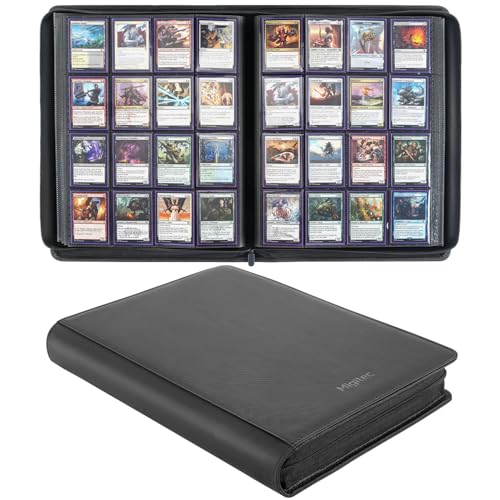 Black 16-Pocket Zipper Card Binder for Trading Cards - 1280 Capacity