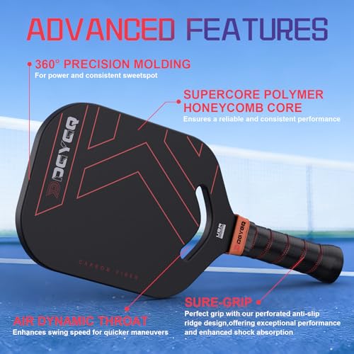 Vomeepeak Thermoformed MAX Carbon Fiber Pickleball Paddle - Red, Professional Grade