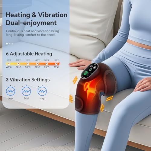 Cordless Heated Knee Massager with Vibration - Black, 2 Pack