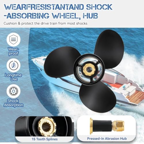Qiclear 14.5x19 Aluminum Outboard Propeller for Mercury Engines 135-300HP, RH, Hub Kit Included