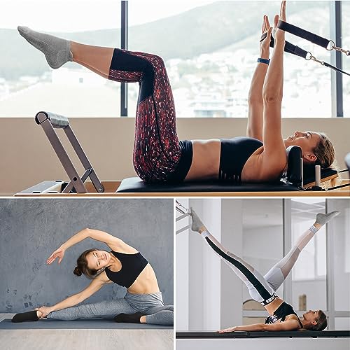 Toes Home Pilates Socks for Women - Cushioned Grip Yoga & Barre Socks 9-11, Black & Grey - 4 Pairs