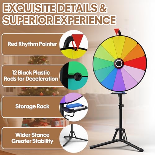 24 Inch Prize Wheel with Tripod Stand - Color Spin Wheel for Games & Events