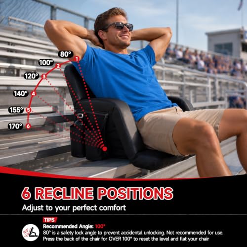 JFIQOWR Stadium Bleacher Seats with Back Support & Recline, 2 Pack