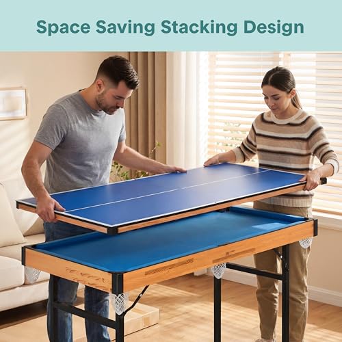 SereneLife 4-in-1 Multi Game Table - Indoor/Outdoor Foldable Sports Arcade with Accessories