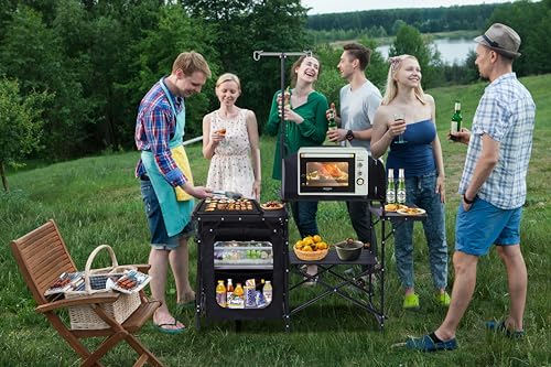 Nice C Portable Camping Kitchen Table Station Black Foldable Grill & Prep Table