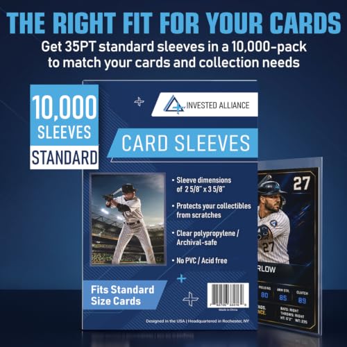 Invested Alliance Standard 10,000 Count Thick & Premium Card Sleeves for Baseball & Football Trading Cards