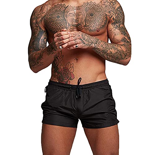 Rexcyril Men's 3 Inch Running Booty Shorts - Small Black Gym Sportswear