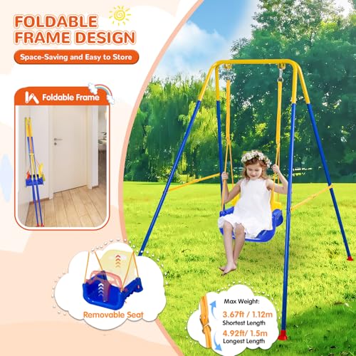 Bighaki808 Blue 3-in-1 Toddler Swing Set Indoor & Outdoor Heavy Duty with Foldable Stand
