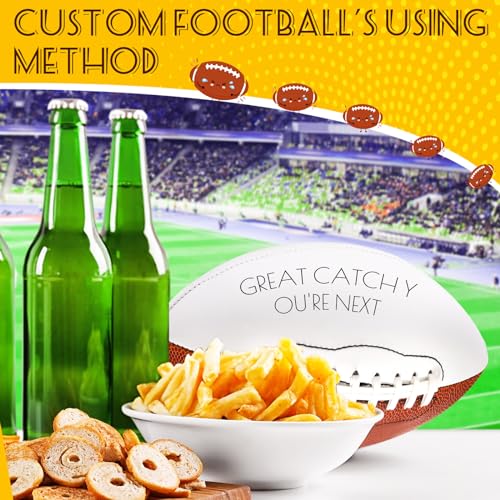 Autograph Football Set - 12 Blank Official Size 8.27in American Footballs with Customization Space - Double Sided, Bulk