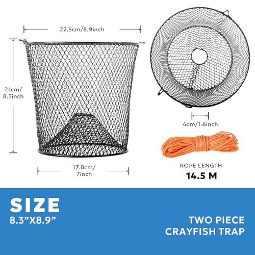 Crawfish Trap Steel Mesh with Spring Clip - Black / 6 Pack