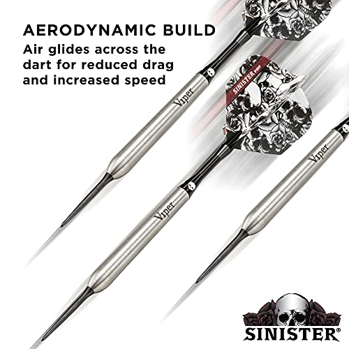 Viper Sinister 95% Tungsten Steel Tip Darts Set 25g Slim Barrel, Includes Shafts & Flights