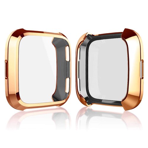 [8-Pack] Screen Protector Case Compatible with Fitbit Versa Cover,All-Around Soft TPU Plated Cover Ultra Slim Scratch-Proof Bumper Shell Accessories (8 Colors)