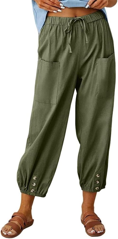 LOAIHA Women's Harem Pants - Soft Casual Tapered Design with Drawstring & Pockets | Comfortable Fit