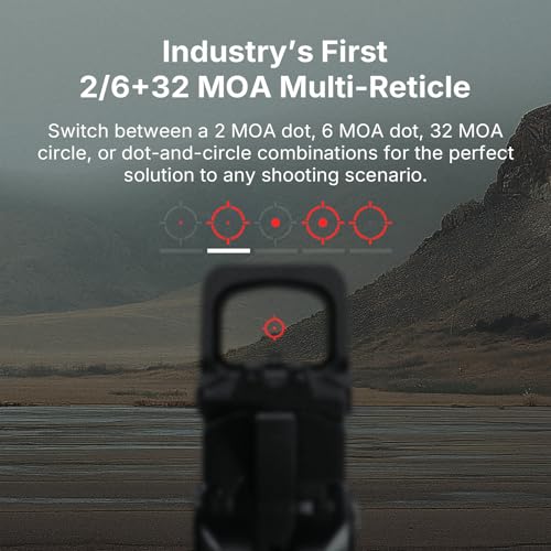 OSIGHT XR Red Dot Sight with Collapsible Backup Rear Sight 2/6 & 32 MOA Multi-Reticle