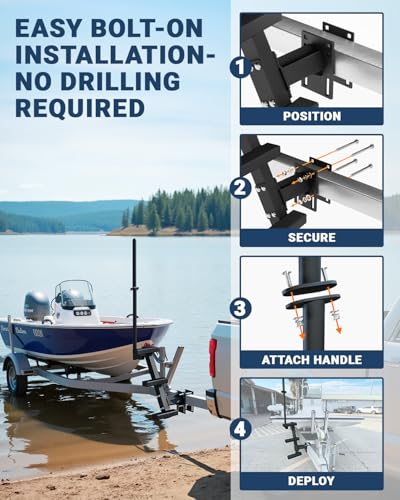 Boat Trailer Side Mount 3-Step with Handrail - Heavy-Duty Steel, Rust-Resistant