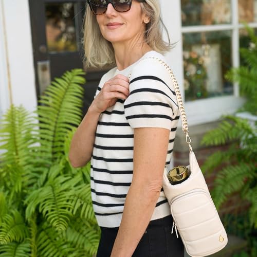 WanderFull HydroBag Vegan Leather Water Bottle Holder with 2 Straps - Ivory, Oprah’s Favorite 2024