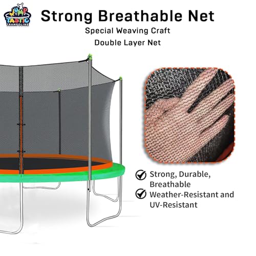 Jump Tastic 14Ft Trampoline Net Replacement with 6 Caps - Fits 14Ft Frame