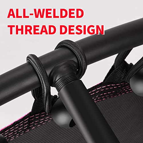 Pink 40-Inch Mini Trampoline with Handle for Adults - Silent Bungee Rebounder, 330lbs Capacity