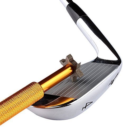 Golf Groove Sharpener with 6 Heads - Re-Grooving Tool & Cleaner, Gold