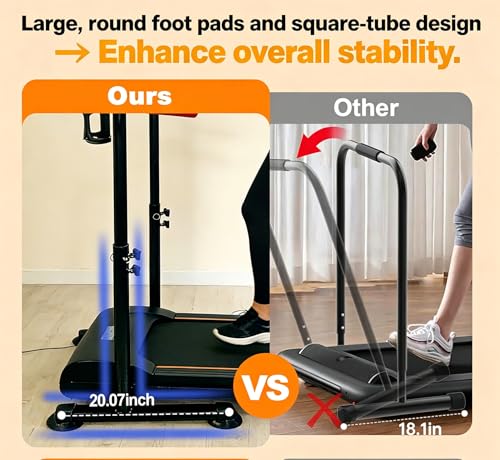 Adjustable Walking Pad Handrail with Phone & Cup Holder, Ergonomic Steel Support